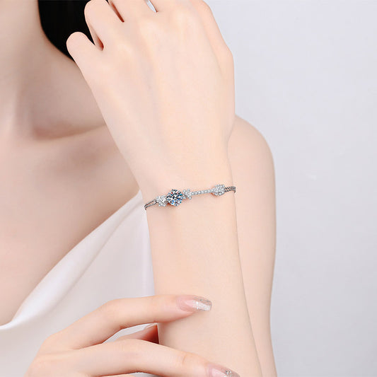 Women's Sterling Silver Double Chain Push Bracelet