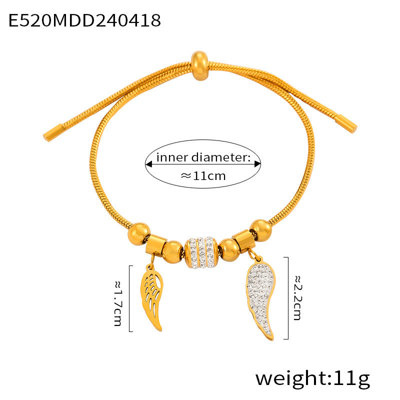 Diamond Ring Design Sense Snake Bones Chain Ornament Love Tree Of Life Pendant Draw Pull Buckle Titanium Steel Bracelet