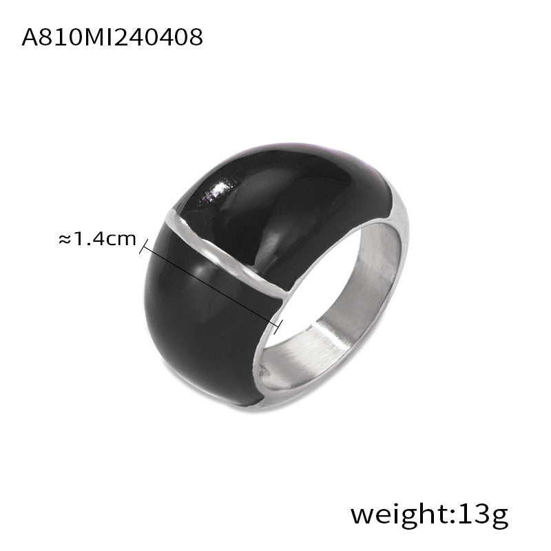 British Style Retro Minority Geometric Casting Ornament Weight Drop Oil Design Hand-polished Ring
